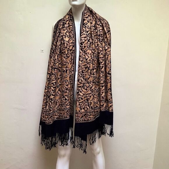 Extra Large Cashmere Embroidered Scarf - Picture 1 of 7